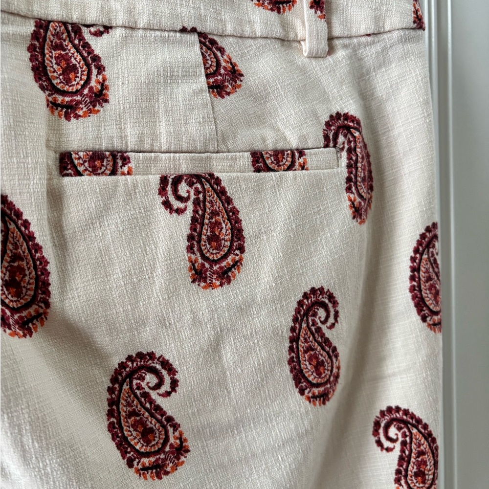 LOFT Cream Pants with Red Paisley Print - Picture 8 of 8